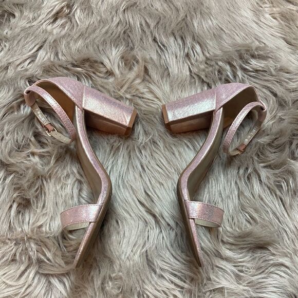 DREAM PAIRS Champagne Low-Chunk Heel Pump Open Toe Ankle Strap Sandals - Picture 5 of 16